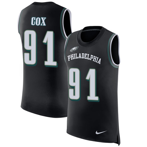 Nike Eagles #91 Fletcher Cox Black Alternate Men's Stitched NFL Limited Rush Tank Top Jersey - Click Image to Close